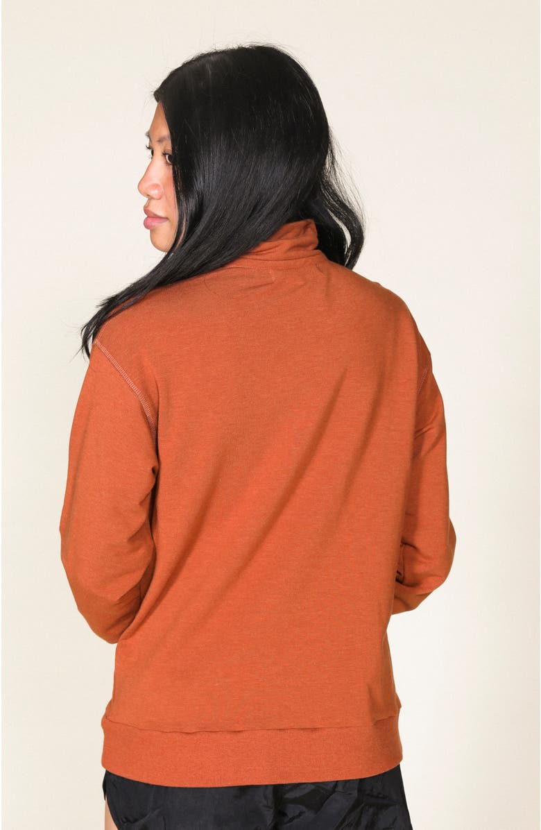 POPLINEN Frances Zip Collar Sweatshirt, Alternate, color, Rust