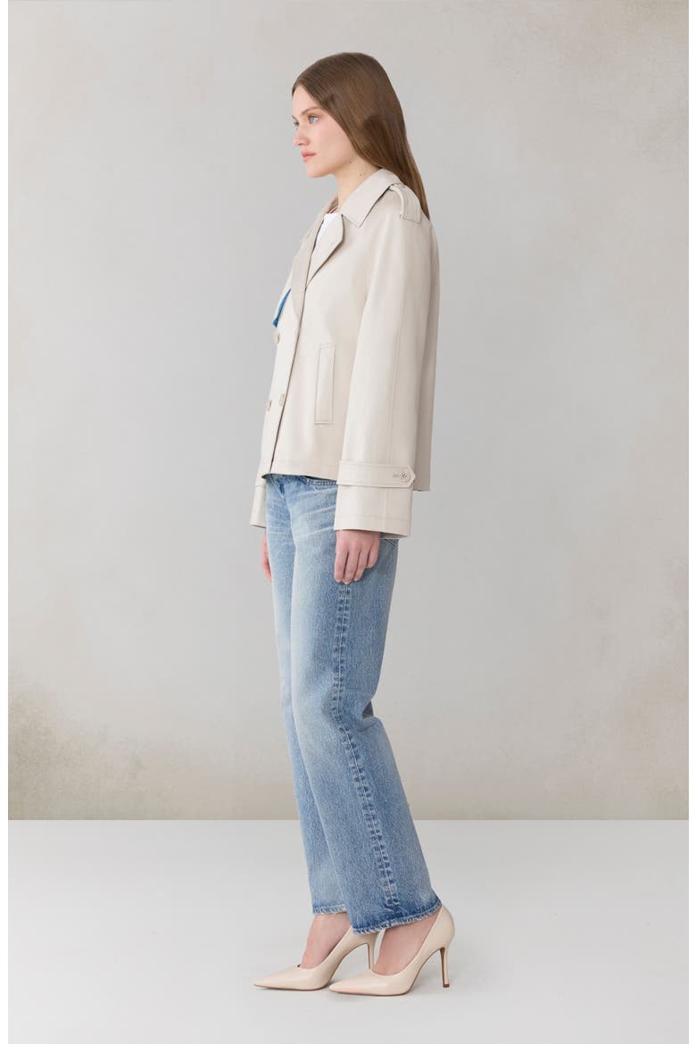 Juliette Short Stretch Cotton & Nylon Trench Coat, Alternate, color, LIGHT OAK