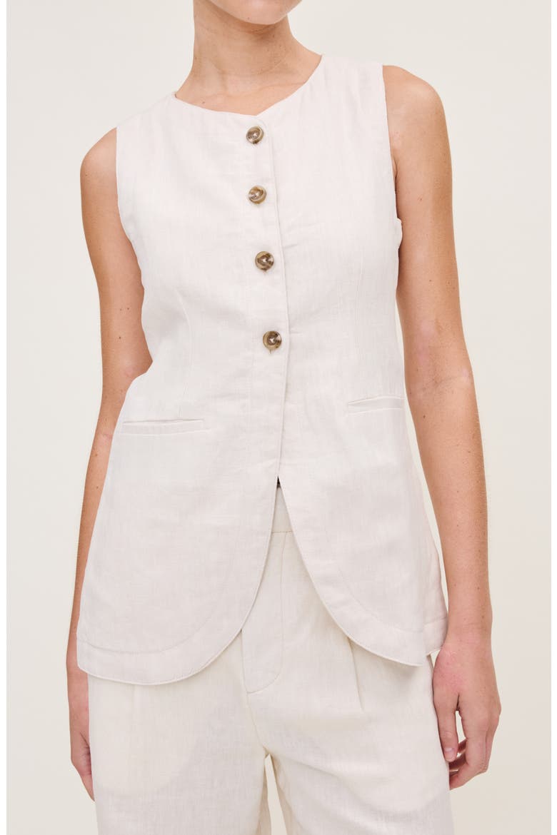 Amalie Linen Vest, Alternate, color, FLAX LINEN