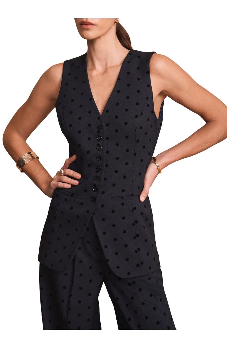 MINT VELVET Polka Dot Longline Waistcoat, Alternate, color, Blue