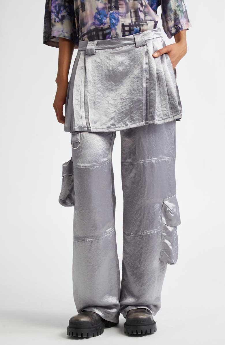 Collina Strada Clover Skirt Overlay Satin Cargo Pants, Main, color,