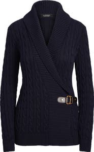 Lauren Ralph Lauren Cable Stitch Cotton Wrap Cardigan
