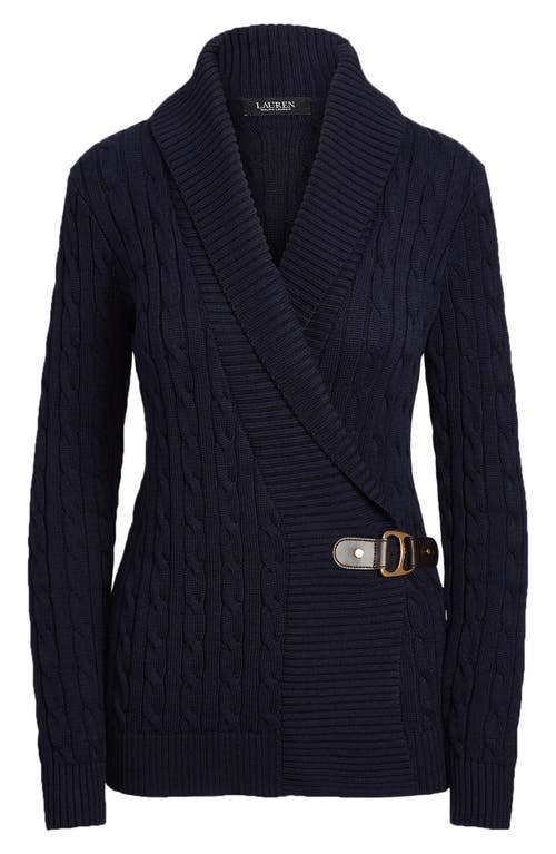 Ralph Lauren Cable-knit Buckle Cardigan In Black