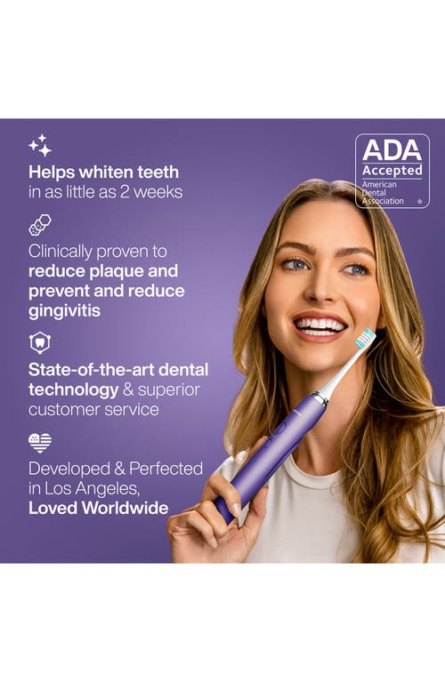 Aquasonic Vibe Series Charcoal Gray Ultrasonic Whitening Toothbrush With 8 Dupont Brush Heads & Trav In Satin Violet
