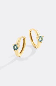 Mint & Lily Solitaire Birthstone Huggie Hoop Earrings