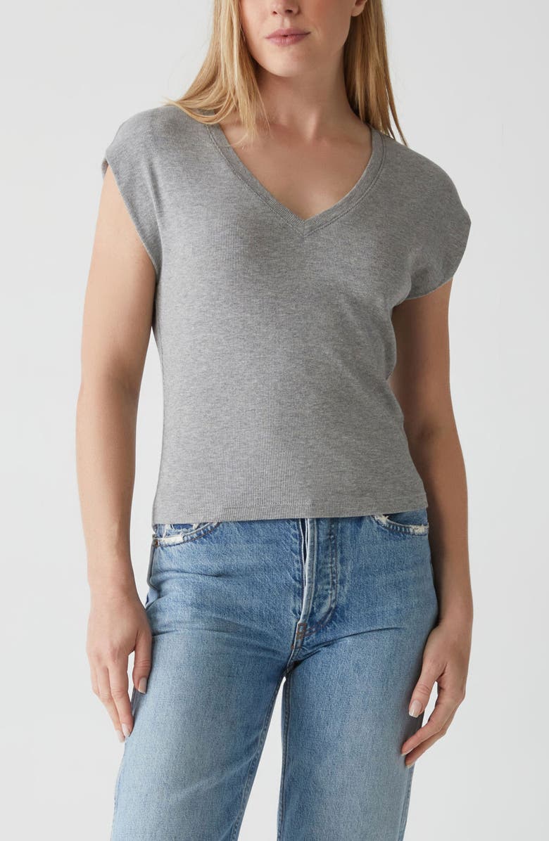 Michael Stars Tati Power Shoulder Rib Top, Alternate, color, Heather Grey