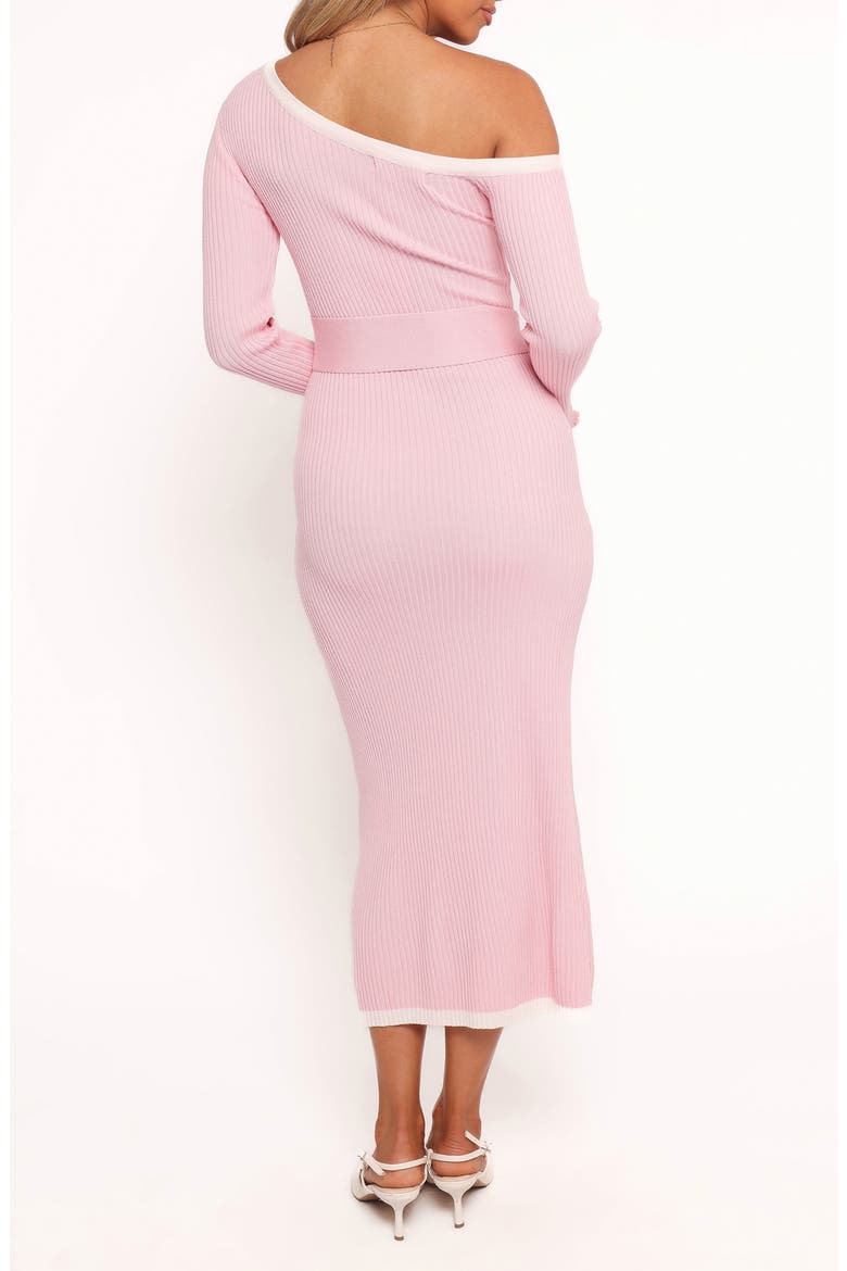 Milan One-Shoulder Long Sleeve Rib Maxi Dress, Alternate, color, PINK