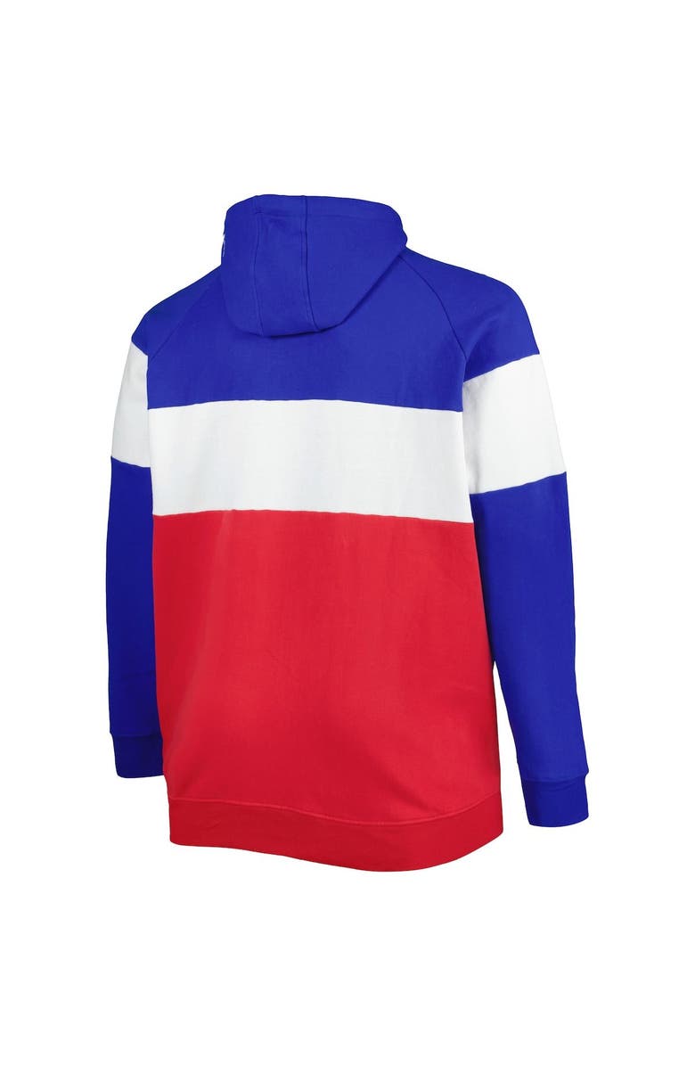 New Era Men's New Era Royal/Red Buffalo Bills Big & Tall Current Team Colorblock Fleece Raglan Pullover Hoodie, Alternate, color, Red