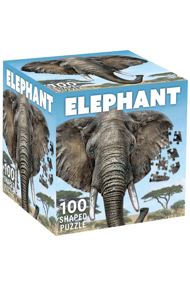 Elephant 100 Piece Shaped Jigsaw Puzzle, Main, color, Multicolor