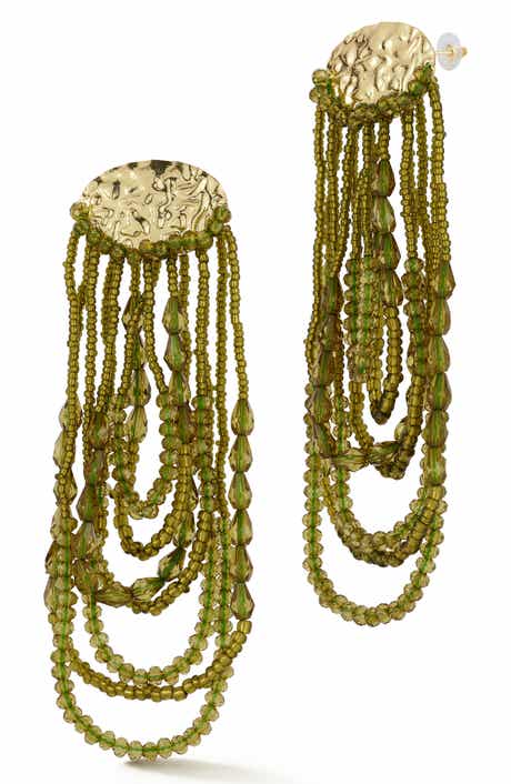 SPHERA MILANO Beaded Fringe Drop Earrings