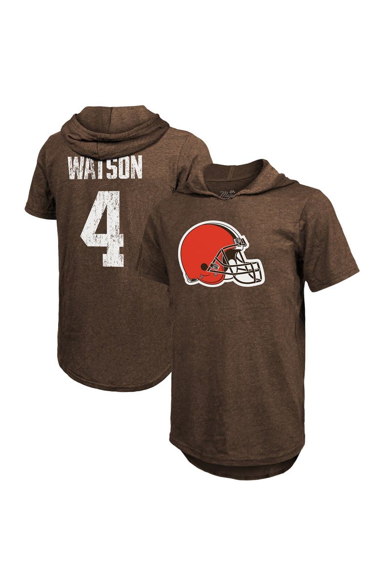 Majestic Threads Men's Majestic Threads Deshaun Watson Brown Cleveland Browns Player Name & Number Short Sleeve Hoodie T-Shirt, Main, color, 