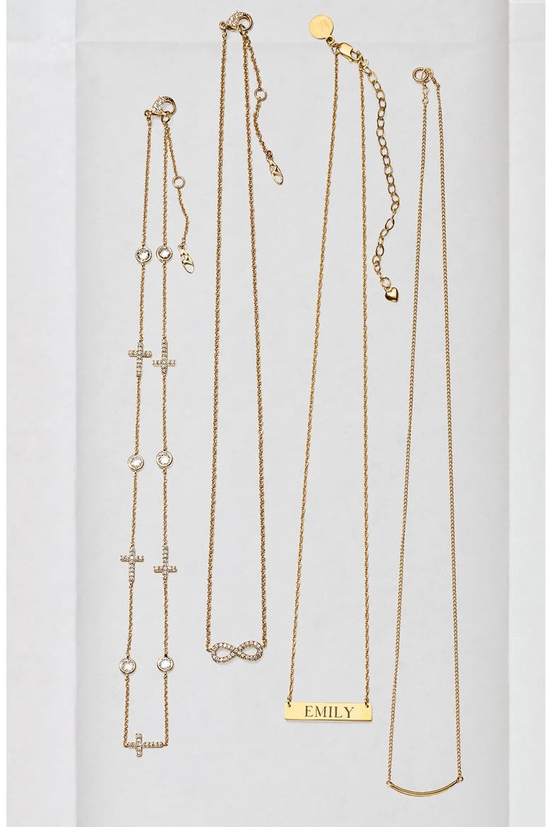'Block Font' Personalized Bar Pendant Necklace, Alternate, color, GOLD