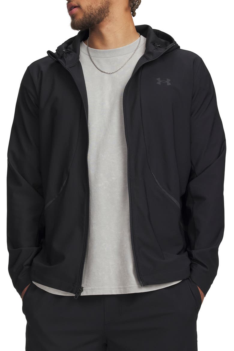 UA Unstoppable Woven Full Zip Hoodie, Main, color, 001 BLACK
