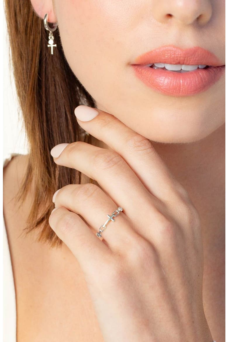 Chain Breaker Cross Ring, Alternate, color, Sterling Silver