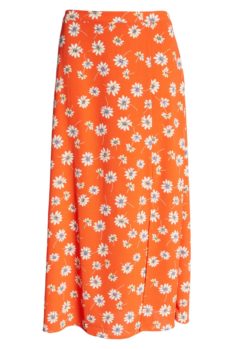 Saga Recycled Polyester Blend Midi Skirt, Alternate, color, CHERRY TOMATO AOP