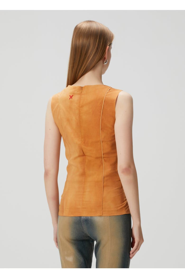 Cotton Top With Slit Detail, Alternate, color, ORANGE