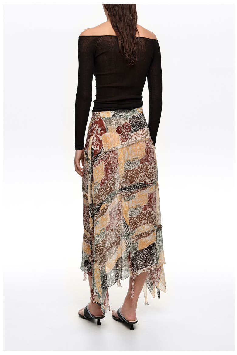Lace Fluid Irregular Fringed Skirt, Alternate, color, LACE PRINT IVORY