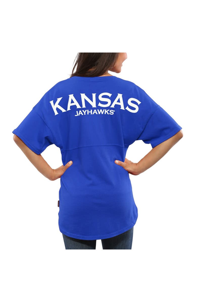SPIRIT JERSEY Women's Royal Kansas Jayhawks Spirit Jersey Oversized T-Shirt, Main, color, 