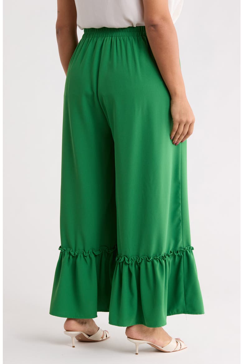 Ryder Ruffle Wide Leg Cotton Knit Pants, Alternate, color, GREEN