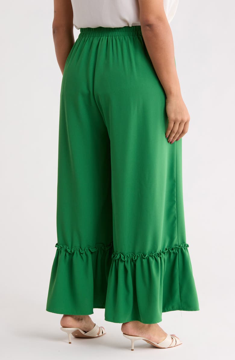 SUGARLIPS Ryder Ruffle Wide Leg Cotton Knit Pants, Alternate, color, Green