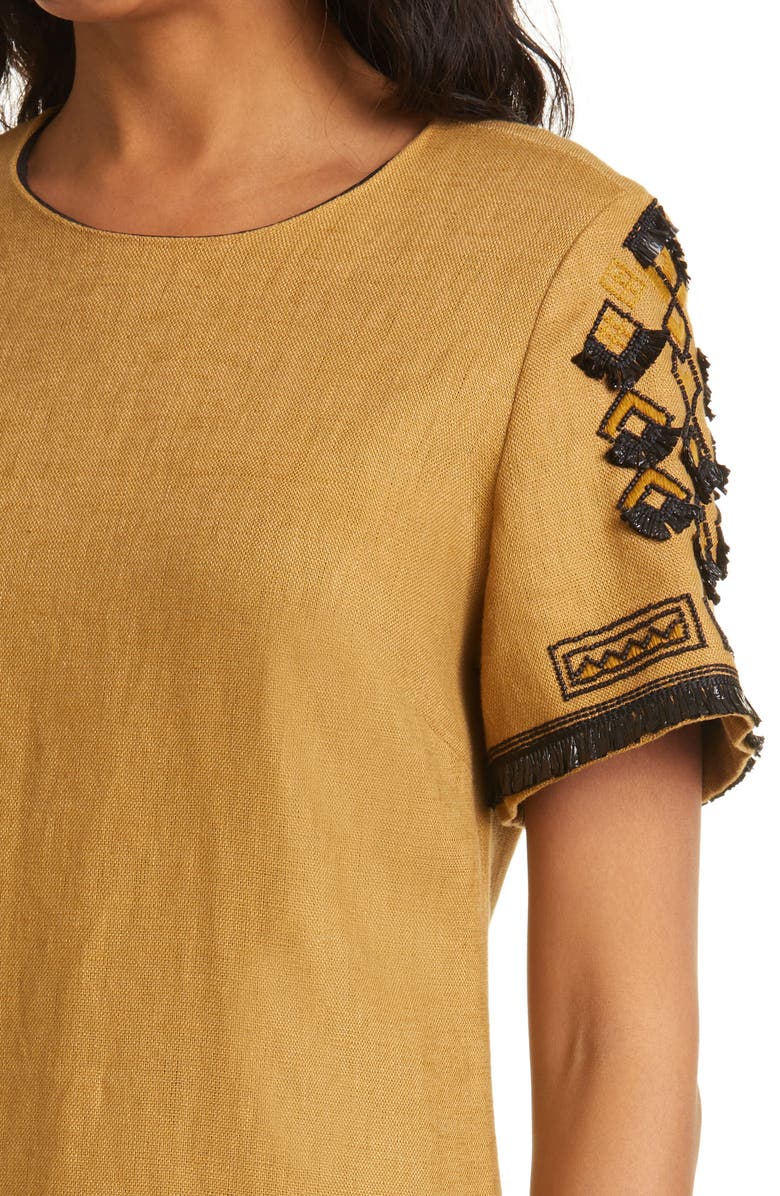 KOBI HALPERIN Gia Beaded Linen Dress, Alternate, color,