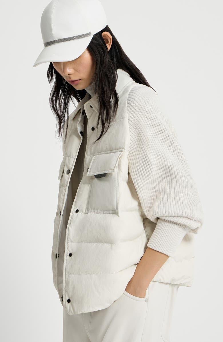 Brunello Cucinelli Knit down coat, Alternate, color, Ivory