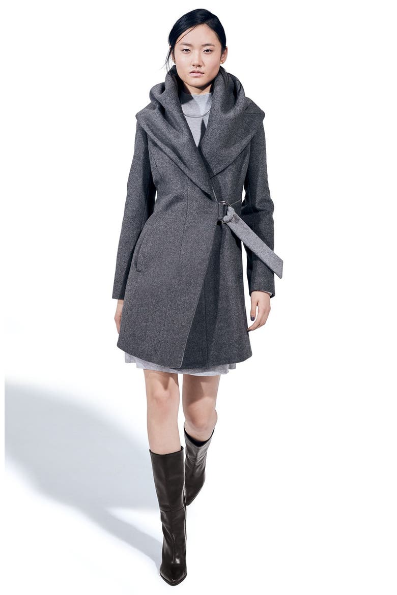Wool Blend Wrap Coat, Alternate, color, CHARCOAL
