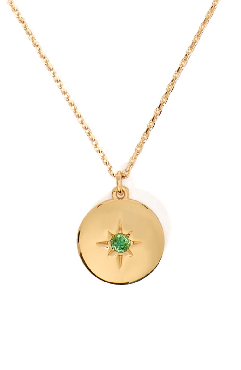 Kate Spade New York clear honesty medallion necklace, Main, color, Green/ Gold