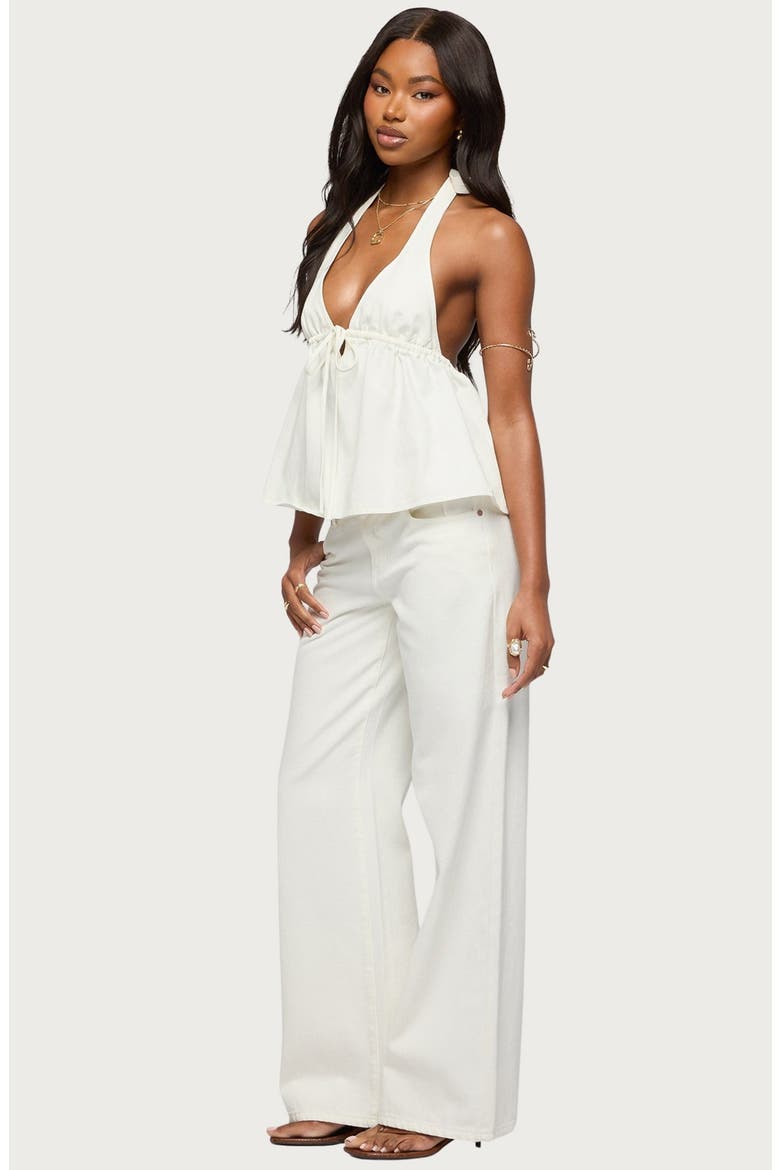 Safia Denim Halter Top, Alternate, color, WHITE