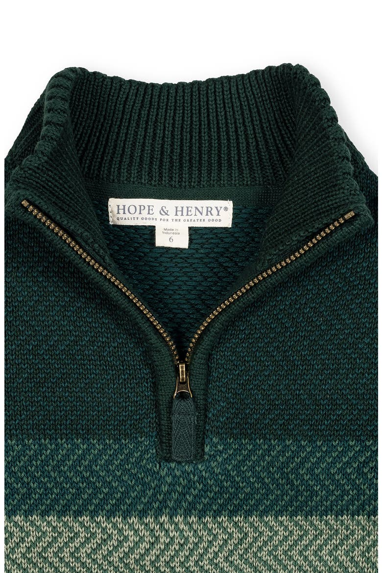 Kids' Organic Half Zip Stripe Sweater, Alternate, color, Pine Chevron Chest Stripe