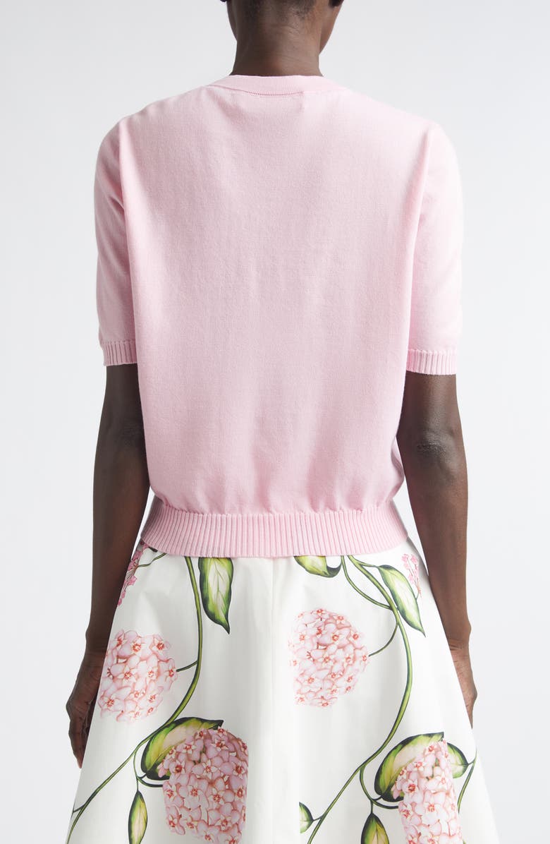 Oscar de la Renta Floral Button Crop Virgin Wool Cardigan, Alternate, color, Pink/ Pink