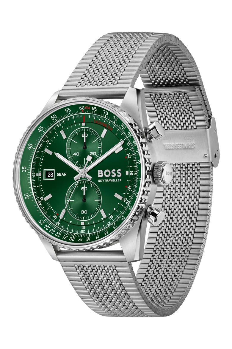Skytraveller Chronograph Quartz Watch, 43mm, Alternate, color, GREEN