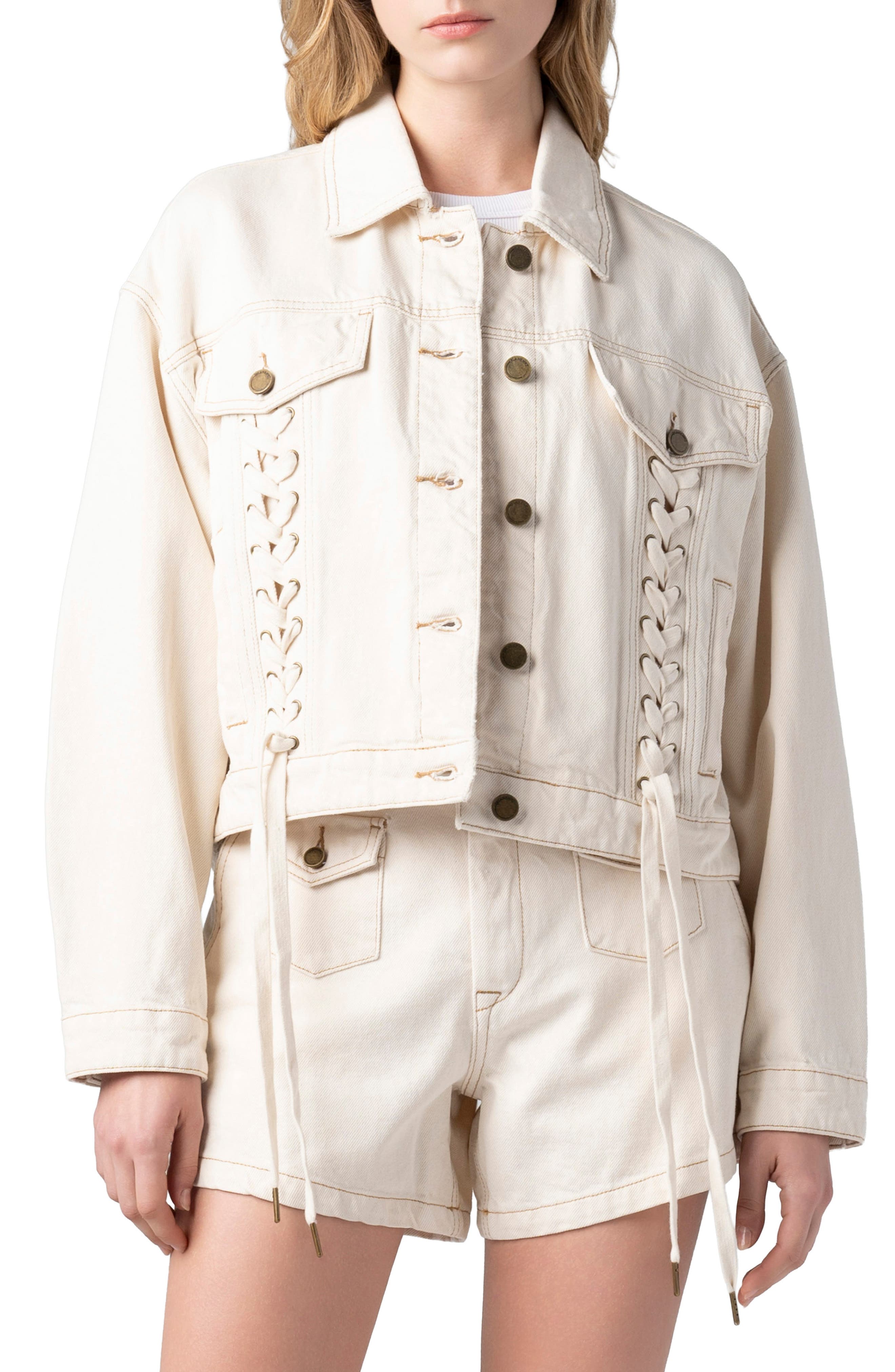 Lace-Up Denim Jacket