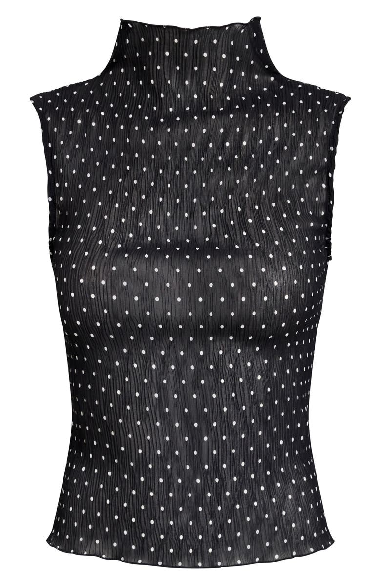 LIONESS Ford Dot Print Funnel Neck Plissé Top, Alternate, color,