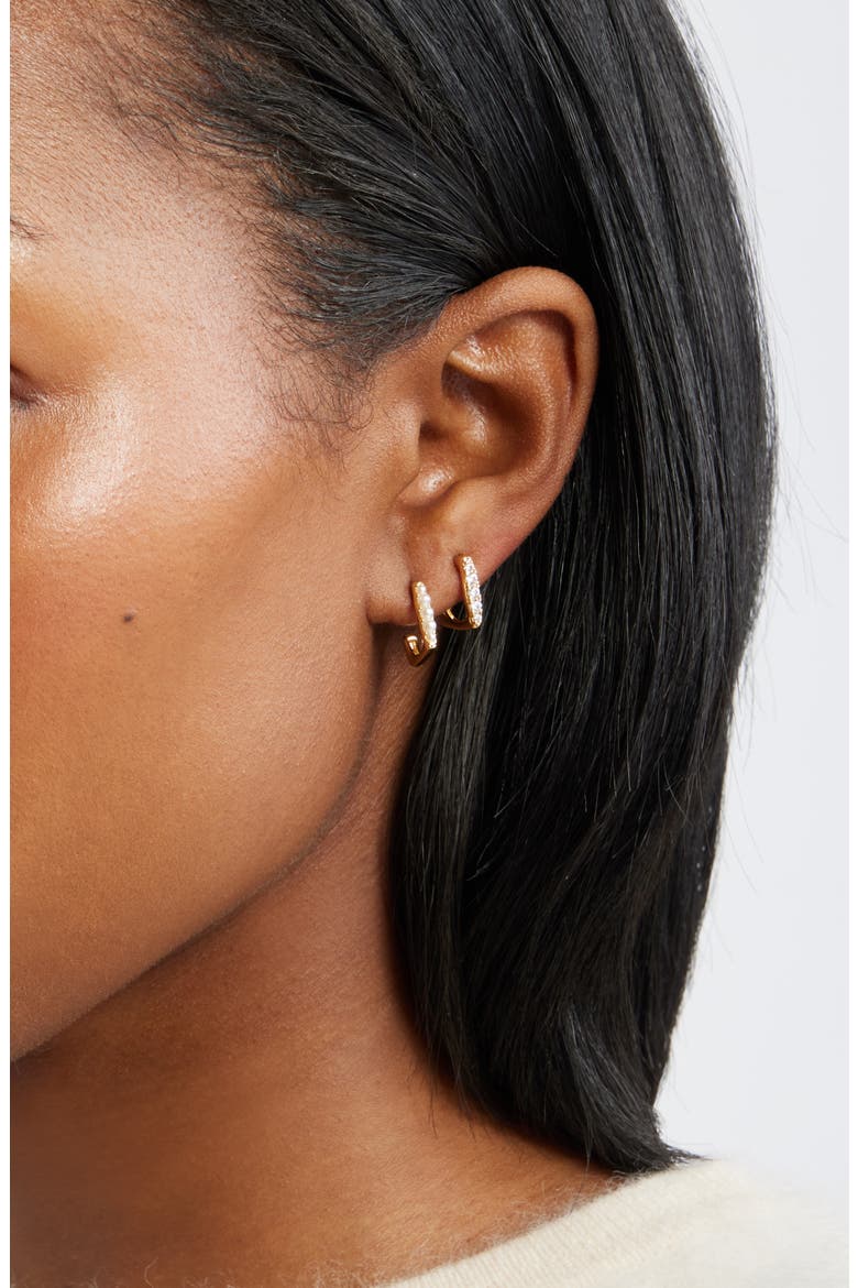 Demi Fine Set of 3 Pearl & Cubic Zirconia Hoop Earrings, Alternate, color, WHITE- 14K GOLD PLATED