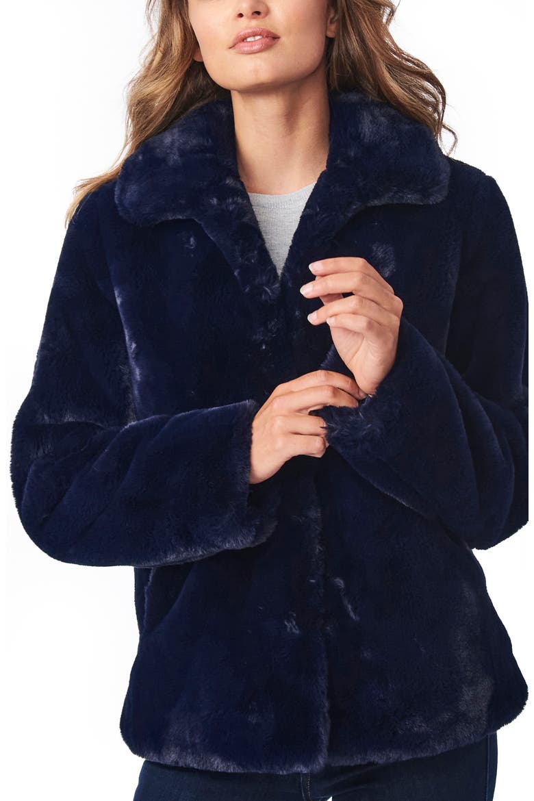Faux Fur Jacket, Alternate, color, NAVY