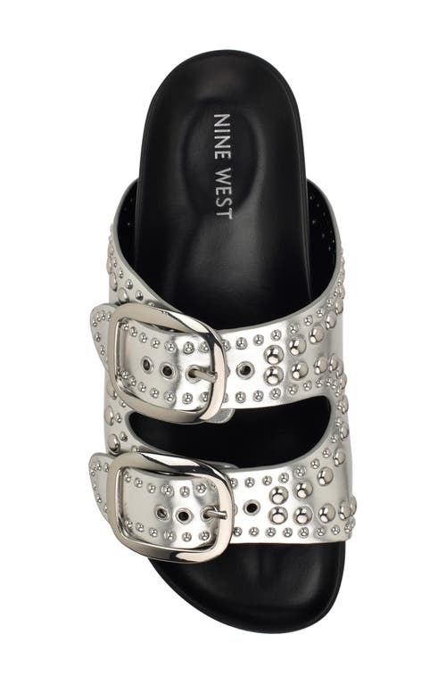 Nine West Flinne Studded Platform Sandal In Silver