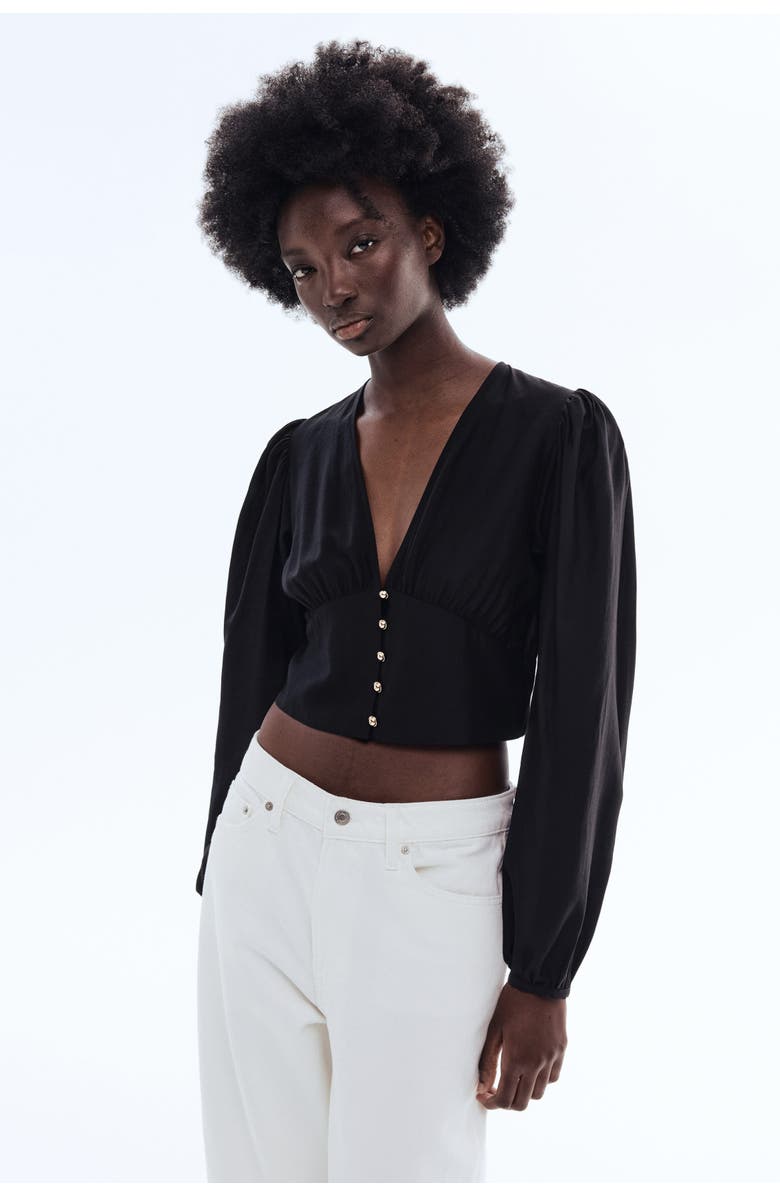 H&M V-neck Blouse, Alternate, color, Black
