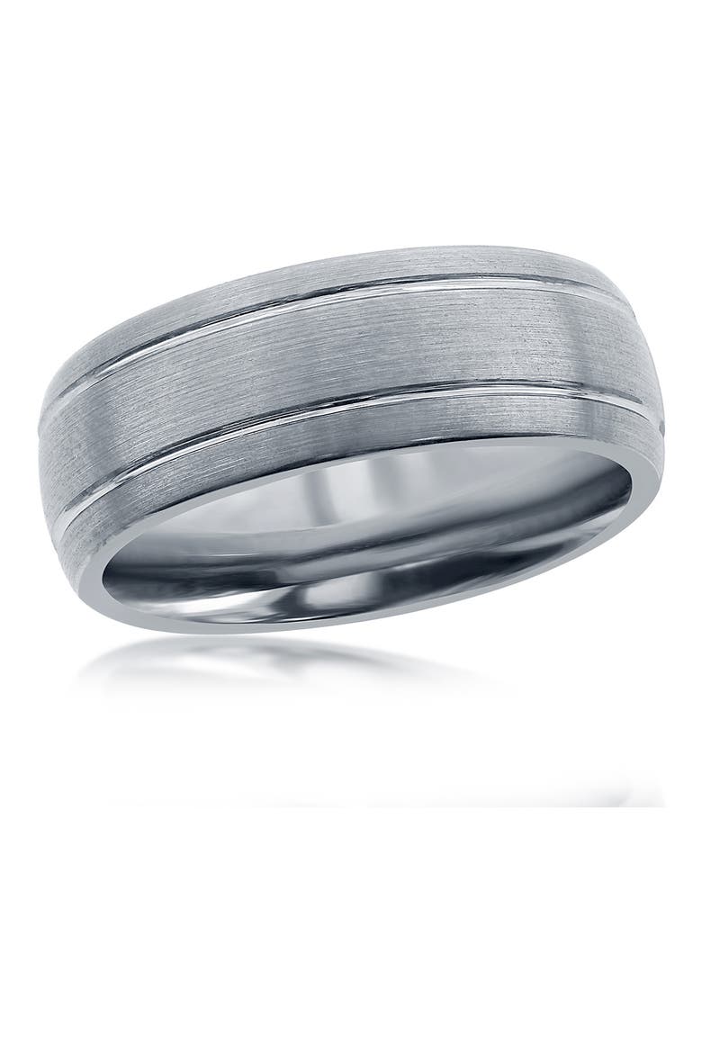Double Stripe Tungsten Ring, Main, color, SILVER