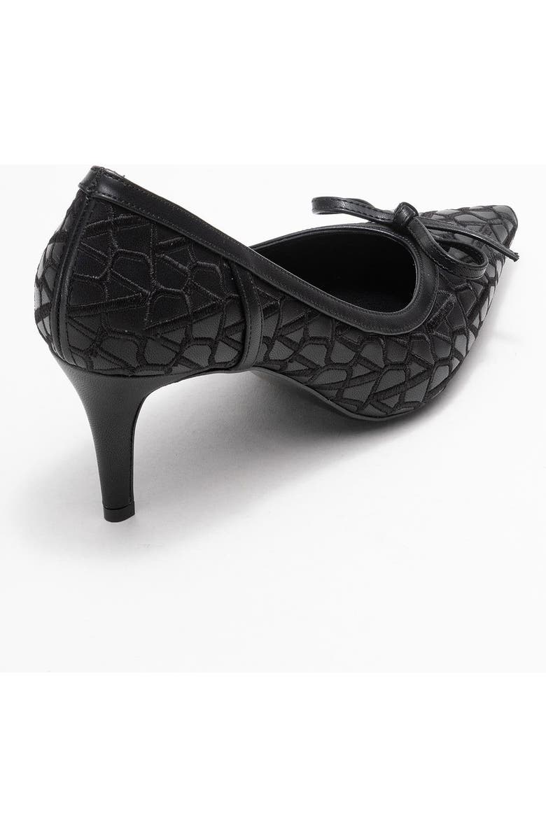 Prologue Shoes Camden Bow Pointed Toe Pump, Alternate, color, Black Pattern