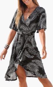 LASCANA Women's Belted Asymmetrical Dress