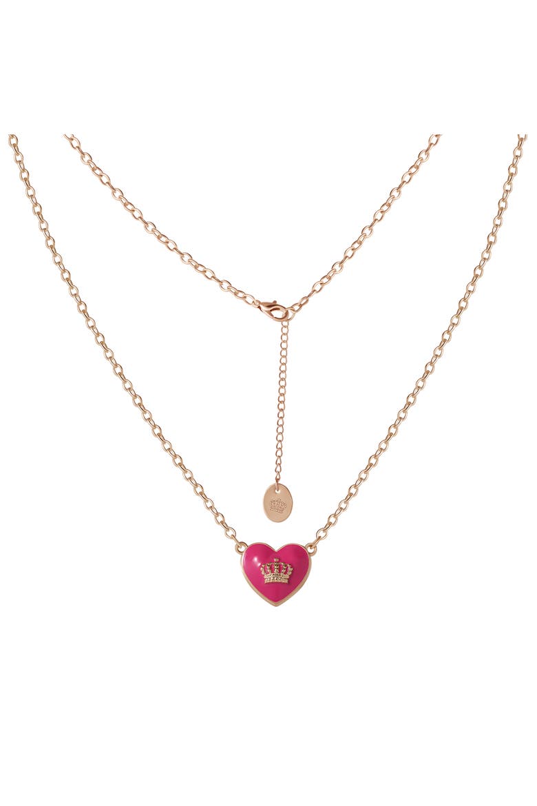 Crown Heart Necklace & Earring Set, Alternate, color, gold, red