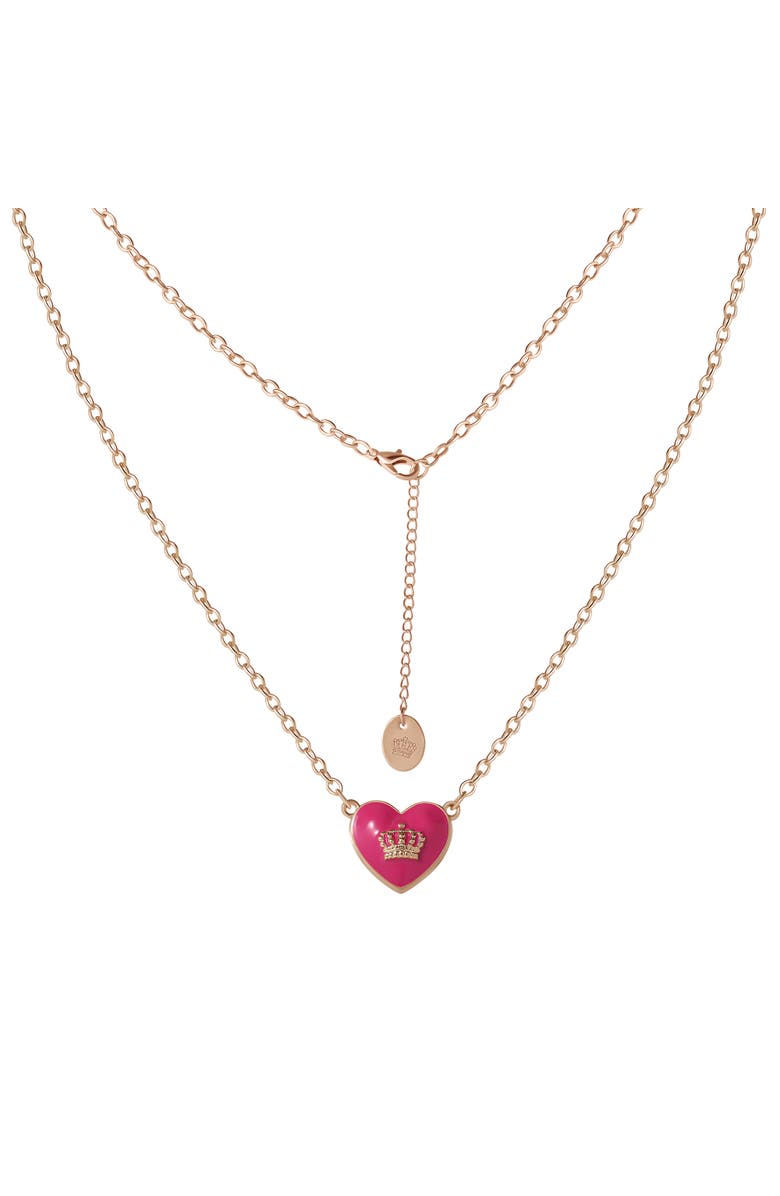 Juicy Couture Kids Crown Heart Necklace & Earring Set, Alternate, color, Gold, Red