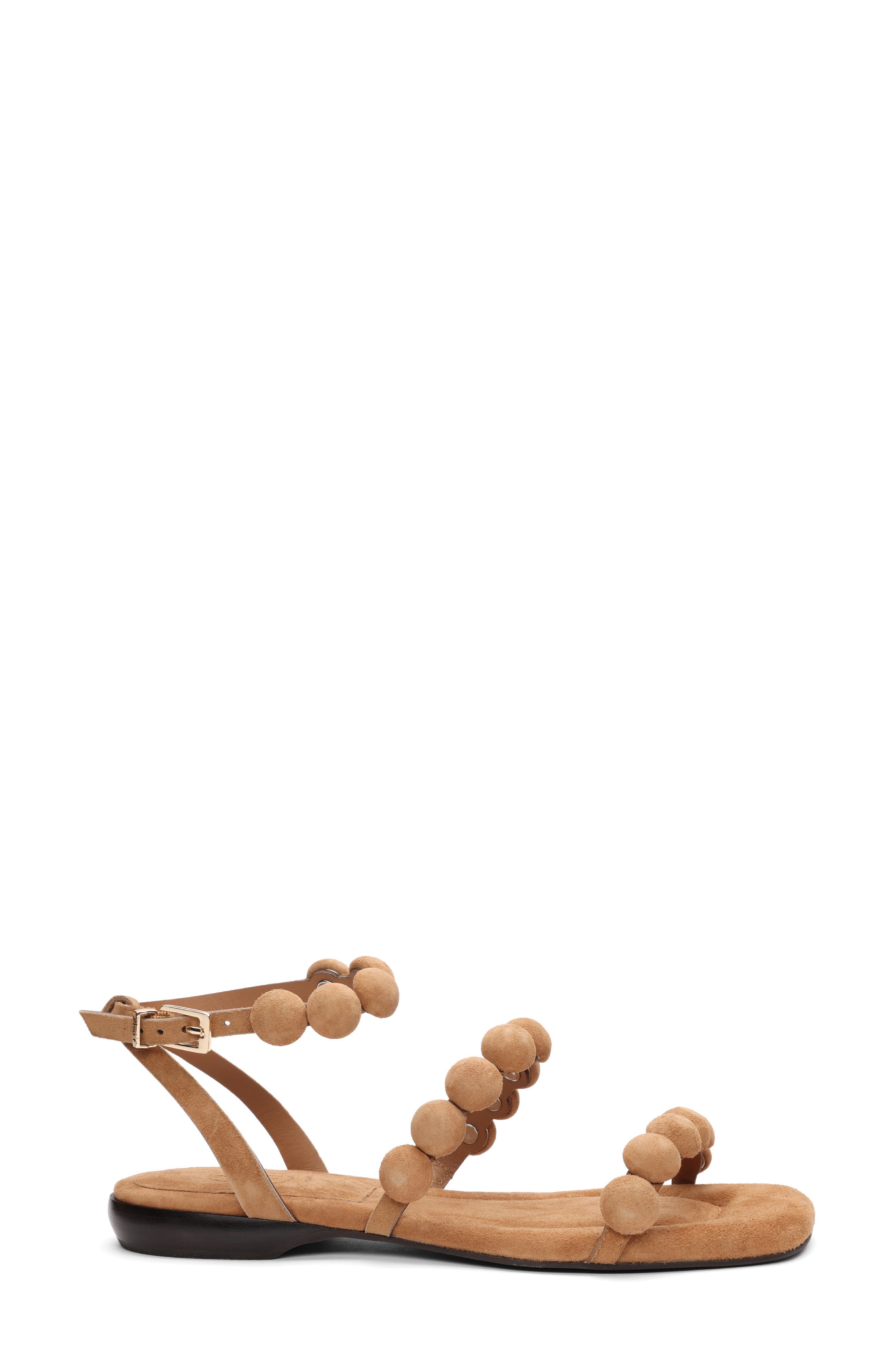 Regy Pompom Sandal, Alternate, color, MOKA MOU