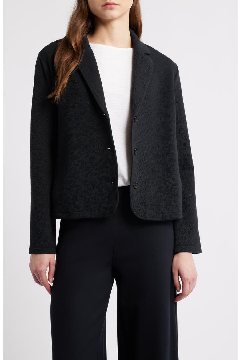 Notch Collar Organic Cotton Blend Jacket, Main, color, BLACK