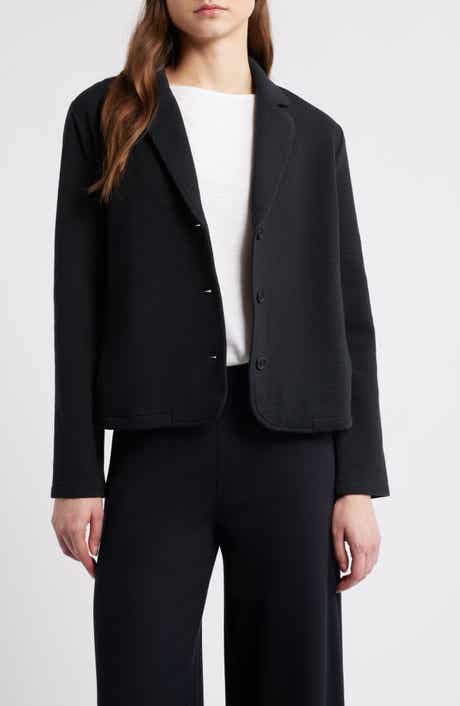 Eileen Fisher Notch Collar Organic Cotton Blend Jacket