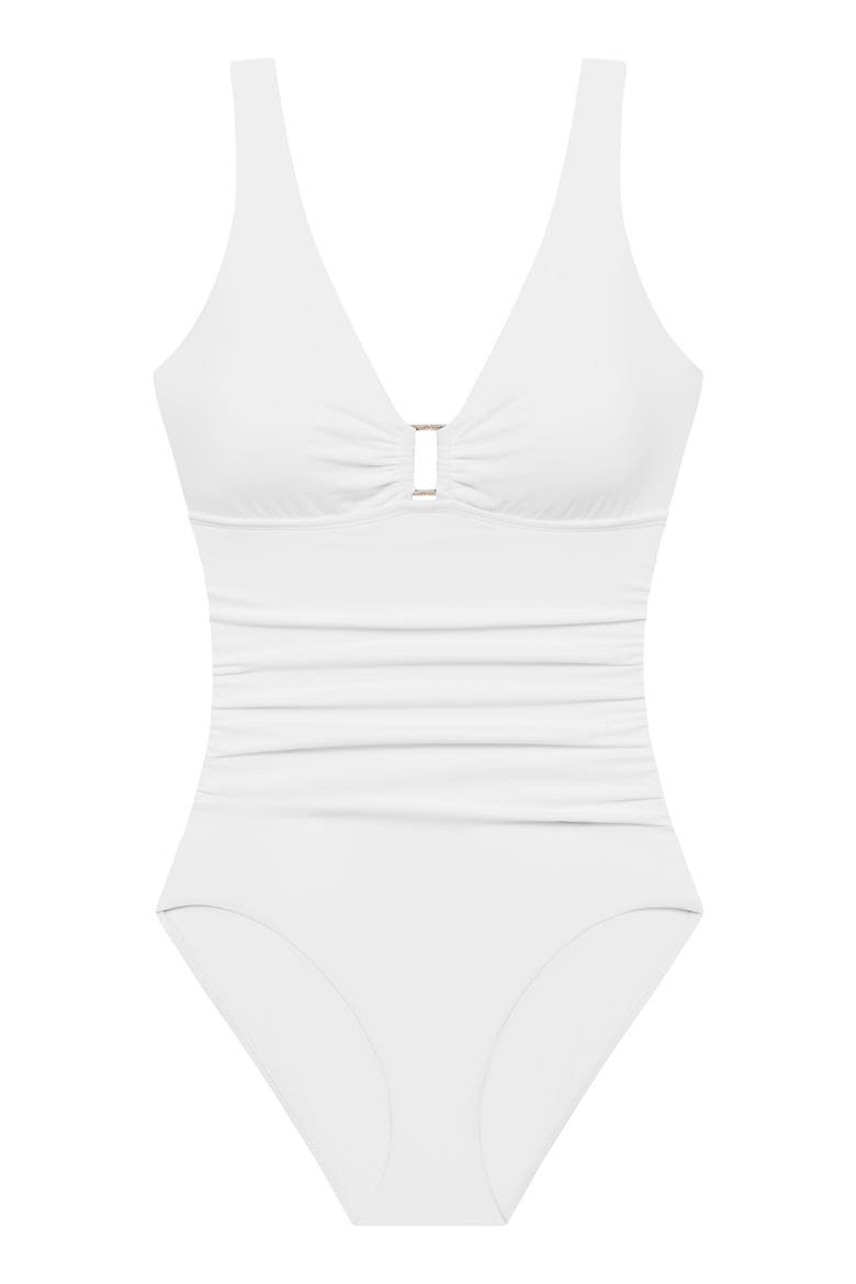 Ring Underwire One-Piece Swimsuit, Alternate, color, WHITE