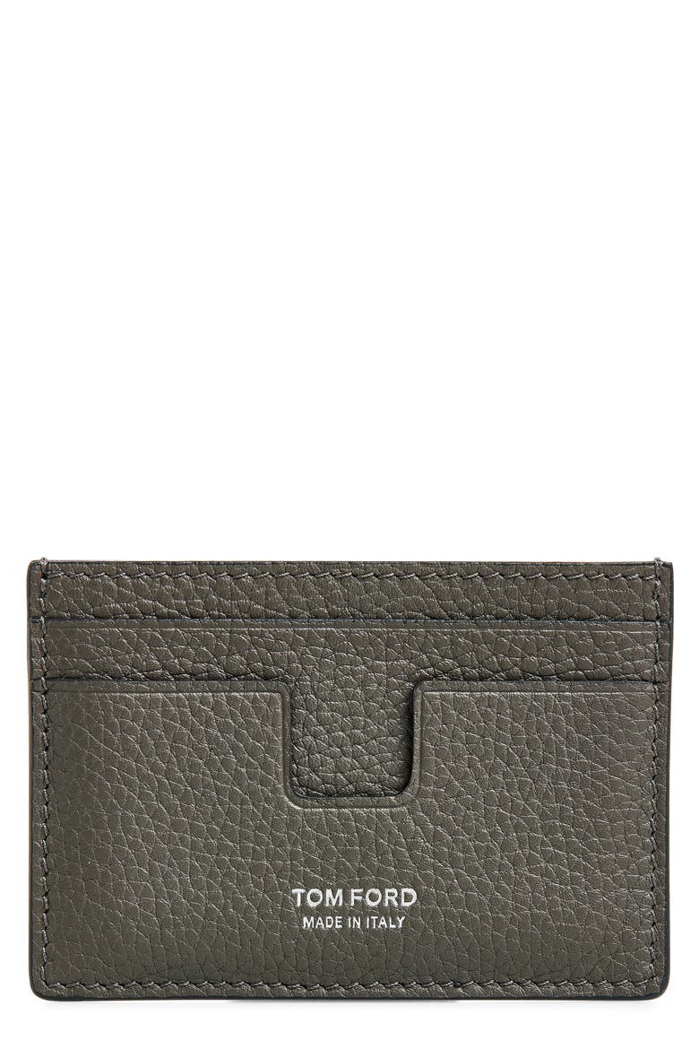 T-Line Soft Grain Leather Card Holder with Money Clip, Main, color, SMOKE GREY