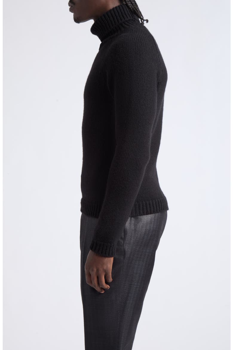 Wool, Cashmere & Mohair Roll Neck Sweater, Alternate, color, BLACK