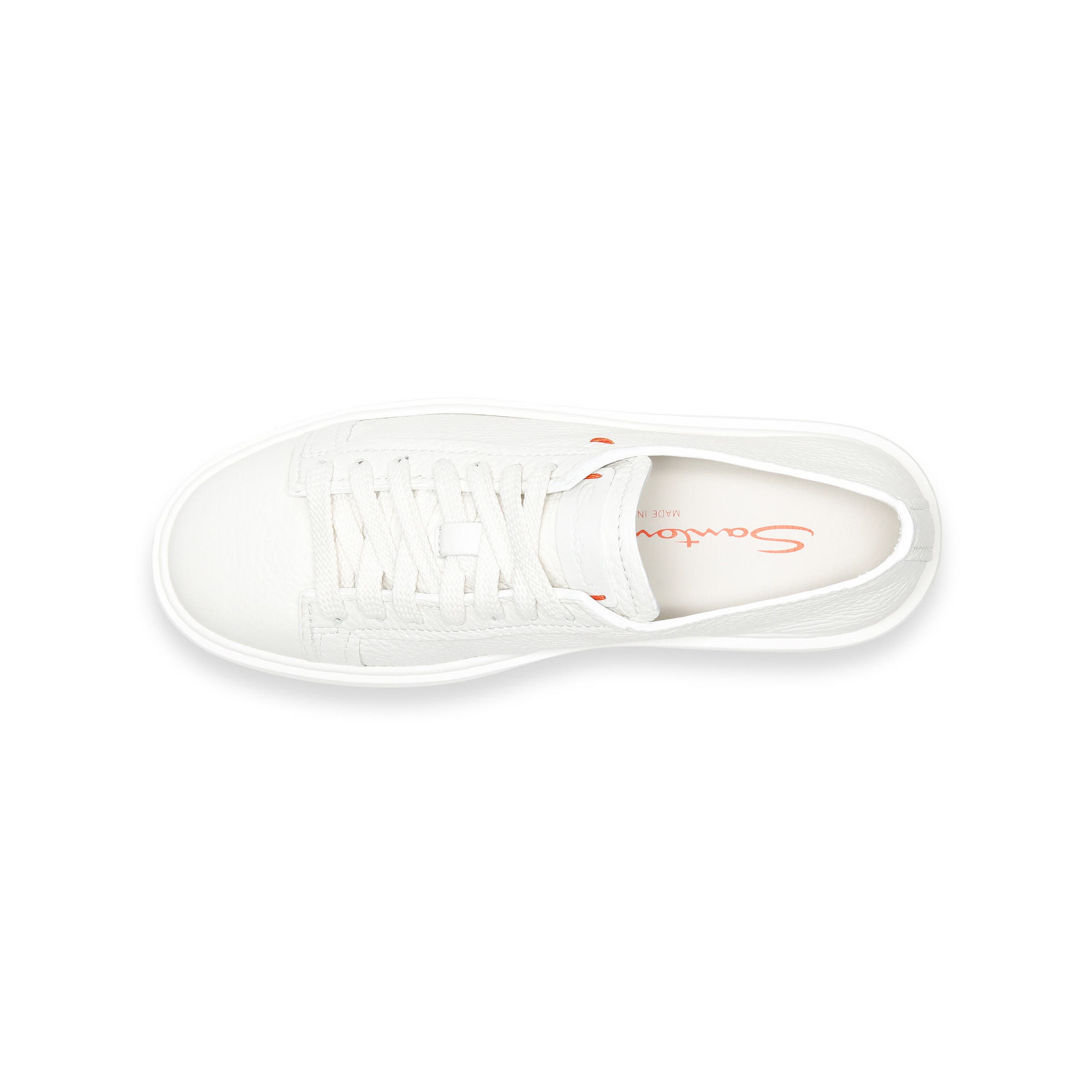 Santoni Women's tumbled leather sneaker, Alternate, color, White